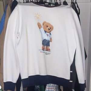 Polo Ralph Lauren White Sweatshirt with Bear Graphic